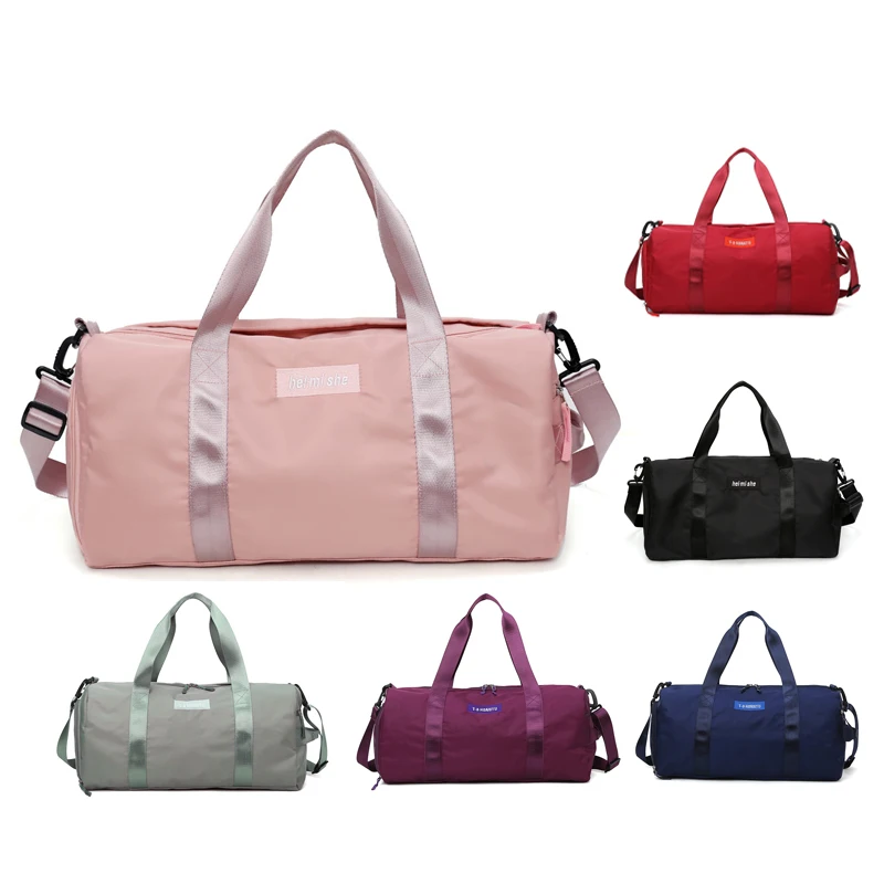 fashion unisex travel bag pure color nylon zipper sport style anti-theft large gym bag