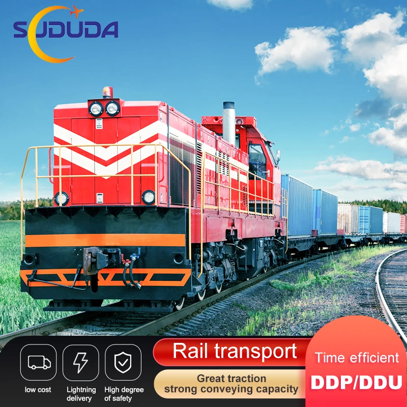 Fast amazon ddp door to door train transport railway freight forwarder shipping to Europe france Portugal Ukraine poland