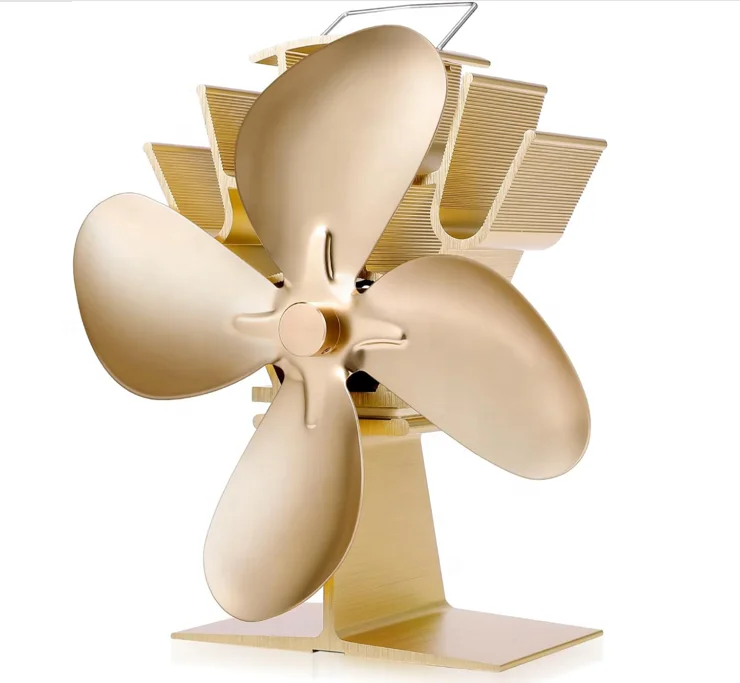 Gold 4 Blades Heat Powered Fireplace Fan kachel ventilator for Wood Stove Pellet BBQ Grill Kerosene Stove Buddy Heater