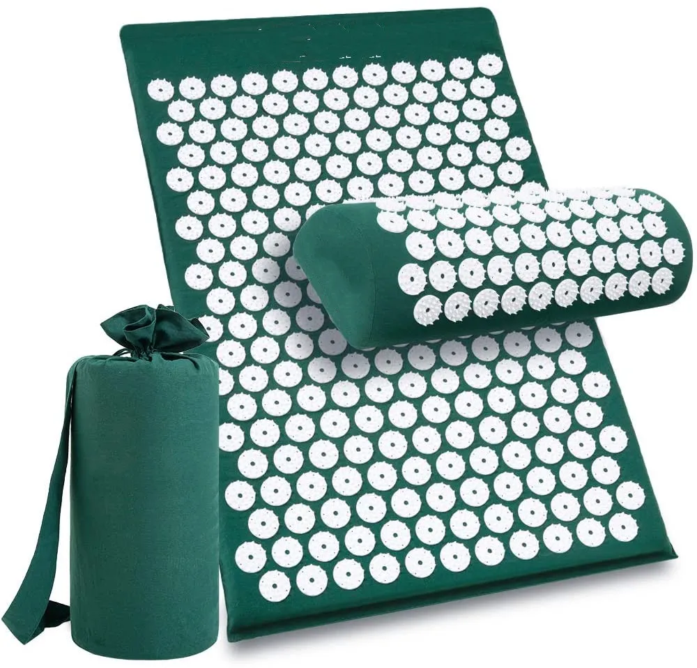 Acupressure Mat and Pillow Massage Set Chronic Back and Neck Pain Relief Body Massager Yoga Acupuncture Mat Cushion#ZC-01