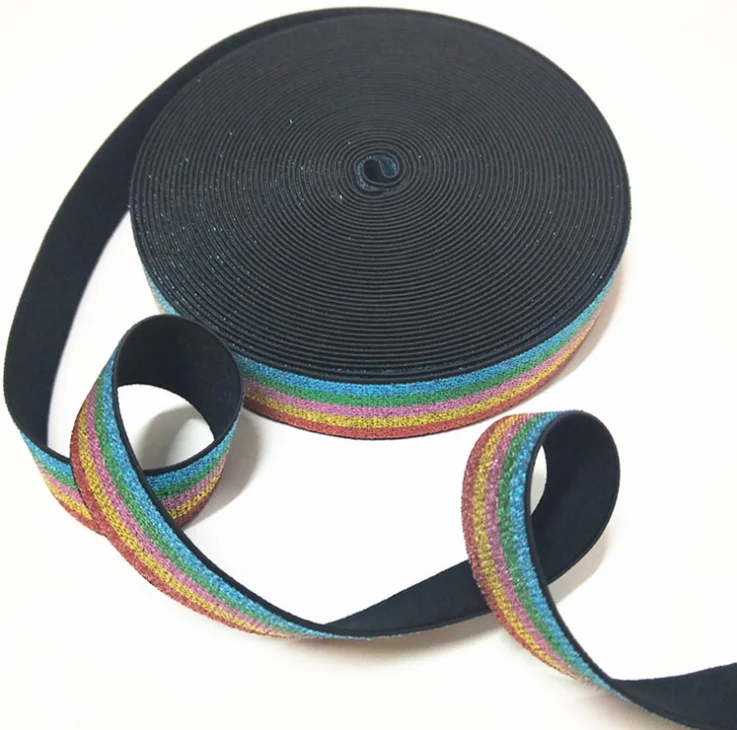 
High Quality metallic elastic tape stripe elastic tape nylon elastic tape with metallic yarn polyester elastic webbing band 