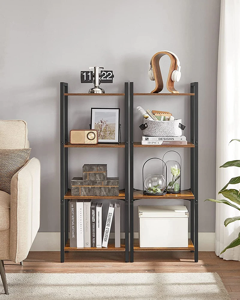 Nordic MDF Board Metal Office Bookshelf Modern Ladder Bookcase Combination Rack Apartment Furniture