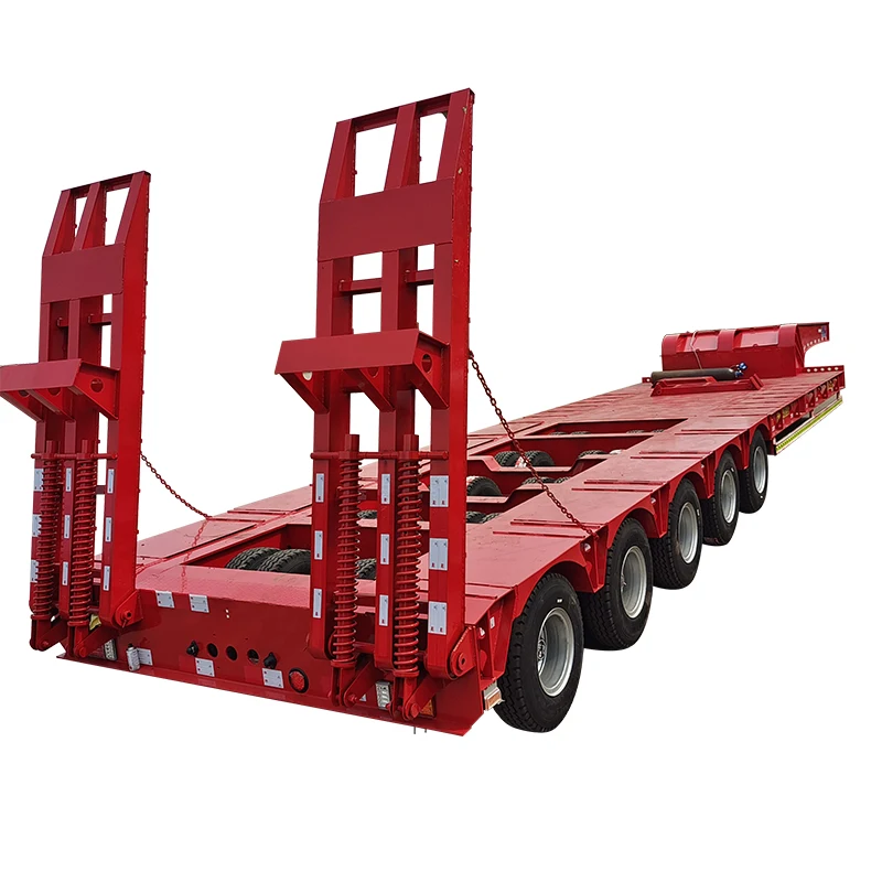 80ton 100ton Lowboy Trailer Low bed trailer 5 Axle Air Suspension Low Loader Trailer