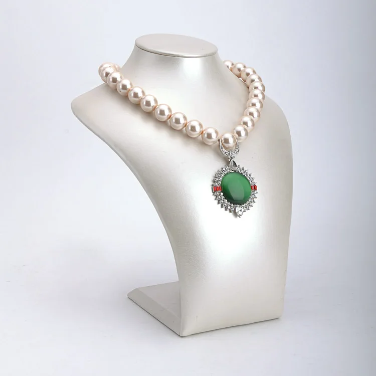 Grey white luxury portrait neck necklace pendant earring jewelry display set stand props jewelry bust velvet mannequin for store