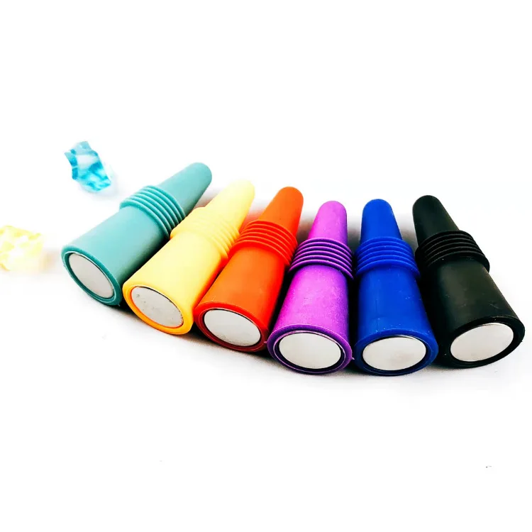 Wholesale Custom Creative  Red Blue Silicone Disposable  Corporate Party Art Exhibition Red Wine Cork Bottle Wine Stopper