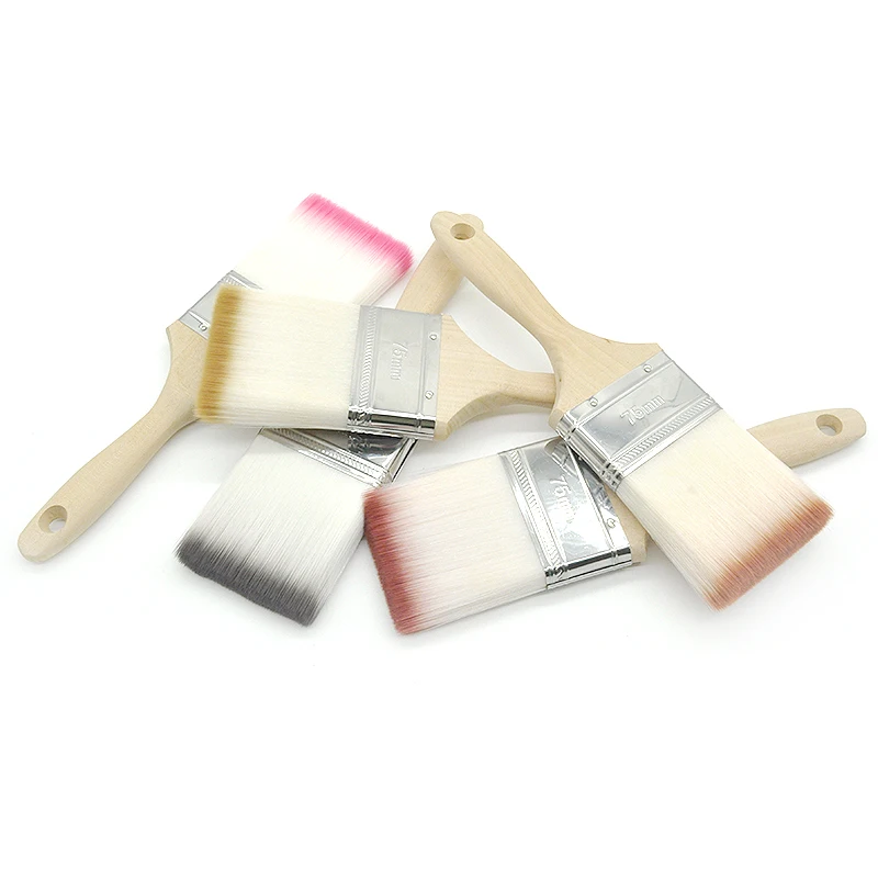 MSN-1234025 nylon wool paint brush white hair paint brushes best quality wooden handle paint brushes with different size