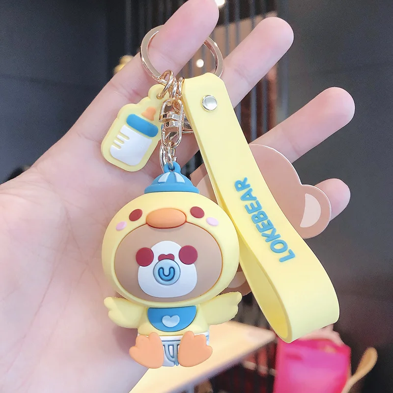 
Cute Anime Rubber 3d Cartoon Bear Keychain Ladies Decoration 