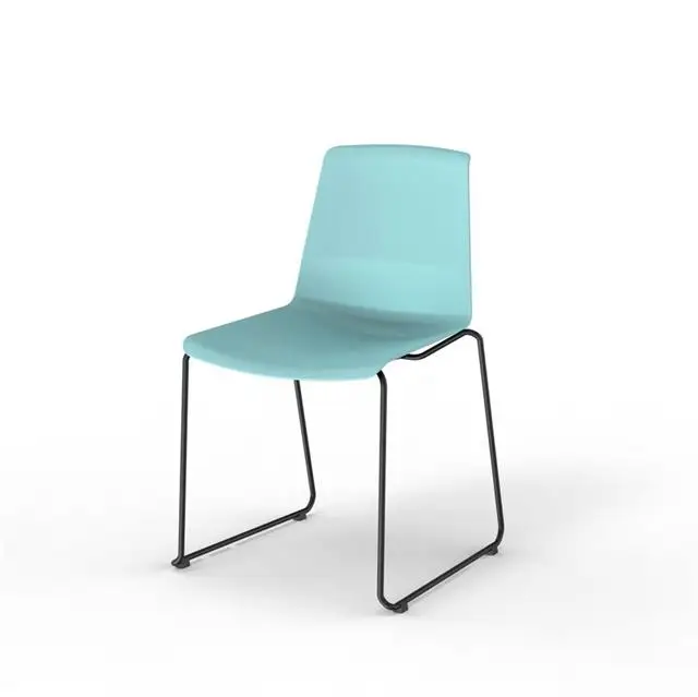 
Stackable Plastic Black Sled Metal Legs Office Meeting Training Chair 