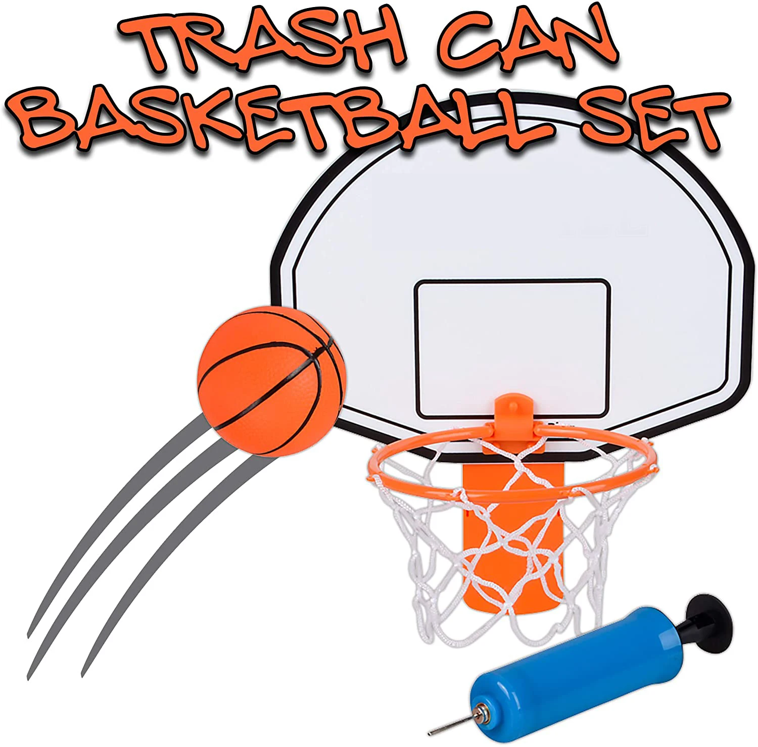 Mini Basketball Hoop Trash Can Set  With  Inflatable Mini Rubber Basketball & Pump