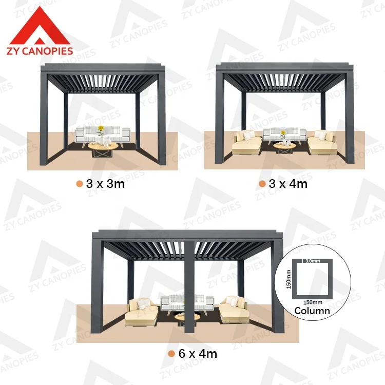 Garden Louver Roof Pergola Waterproof Metal Pavilion Aluminium Gazebos