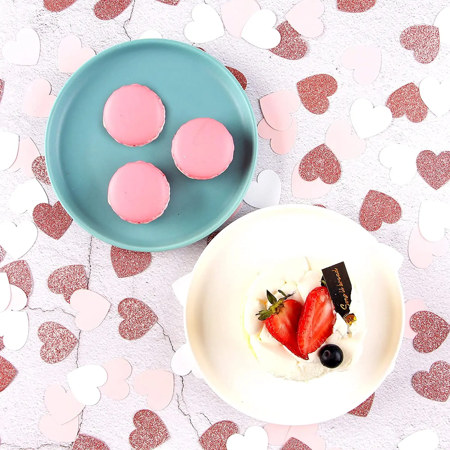 Xieli Rose-Gold Pink White Heart Confetti 100pcs Mothers Day Party Table Decoration Glitter Paper Confetti Lasting Surprise