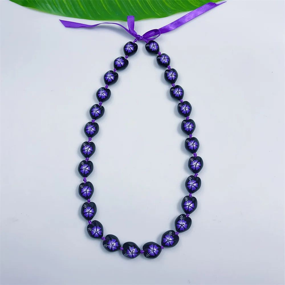2024 Acrylic Kukui nut school  graduation lei Necklace Graduation Colored Leis Luau Weddings New lei
