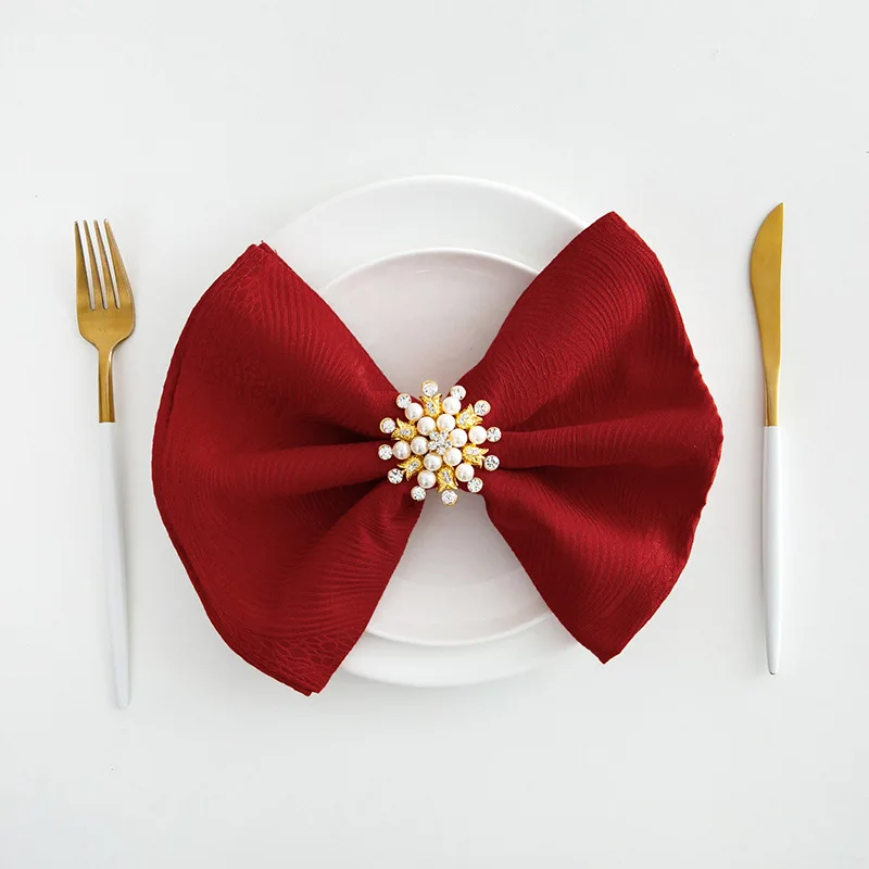 Wholesale  jacquard custom printed linen napkins thick yarn-dyed luxury european satin napkins for wedding