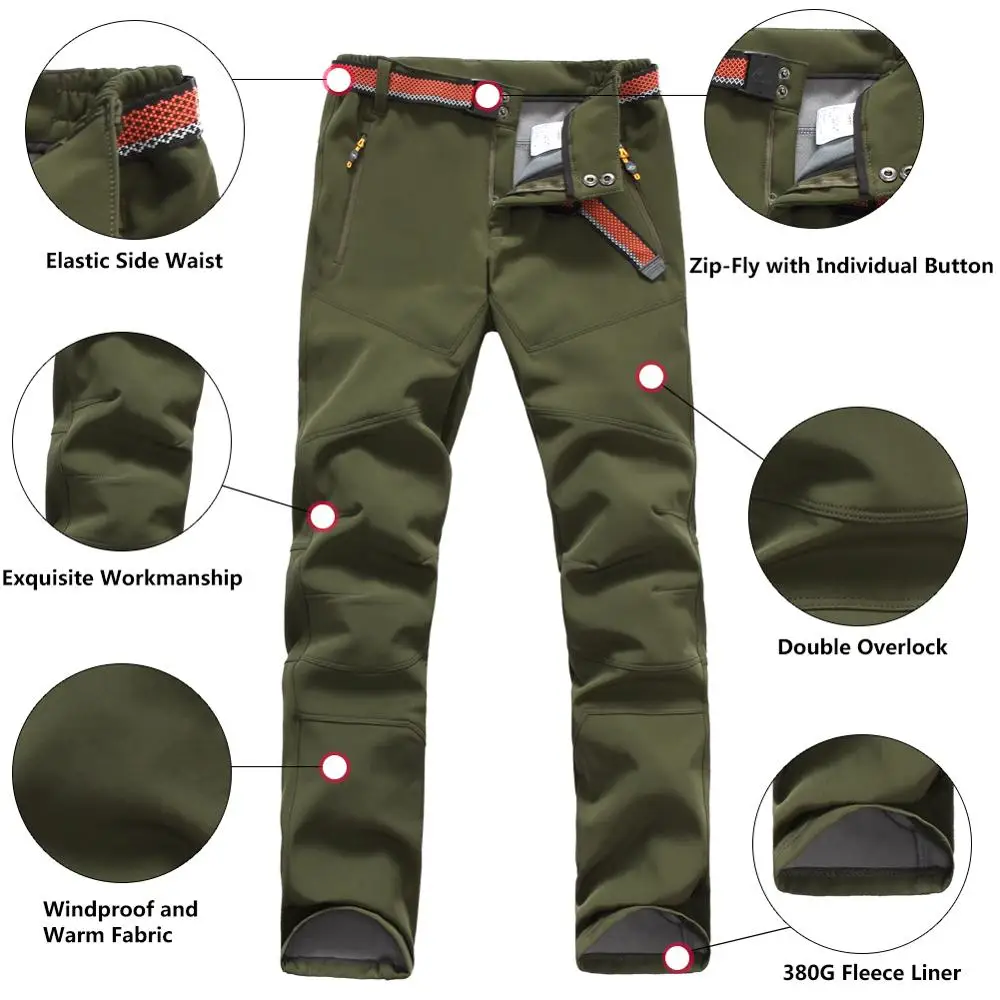 Уличные спортивные брюки-карго Softshell, зимние водонепроницаемые ветрозащитные брюки, мужские теплые Стрейчевые прочные брюки