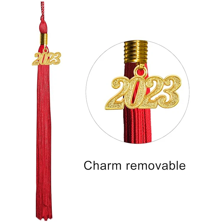 Red Matte Children Preschool Graduation Cap Gown With Gold Year charm