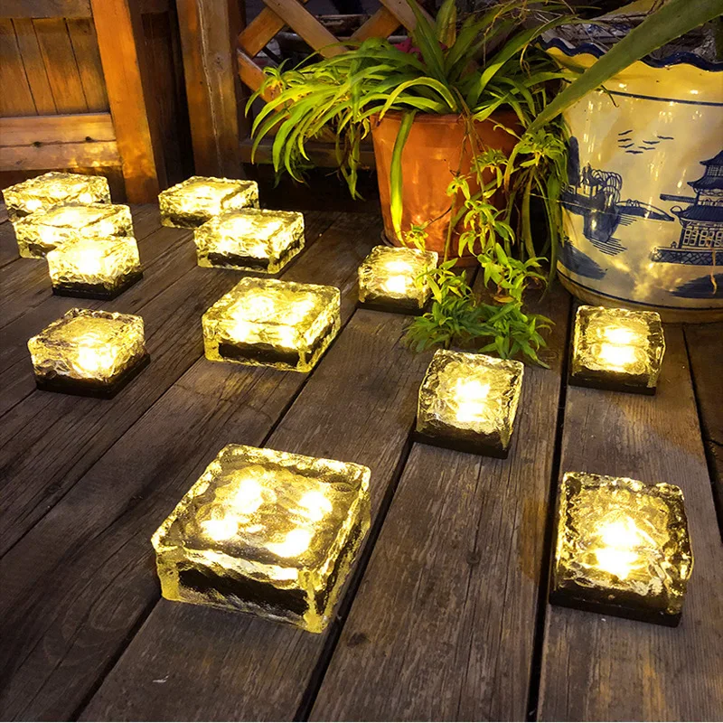 Outdoor garden lawn solar ice brick waterproof lawn pathway led underground brick light