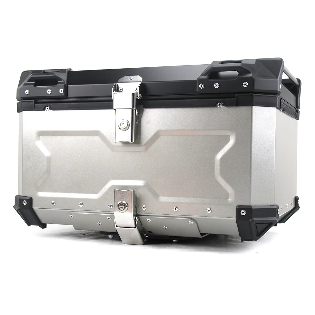 Mosaike Universal Motorcycle 45L Silver Top Box Wholesale Waterproof Rear Helmet Case Black Tail Storage Toolbox