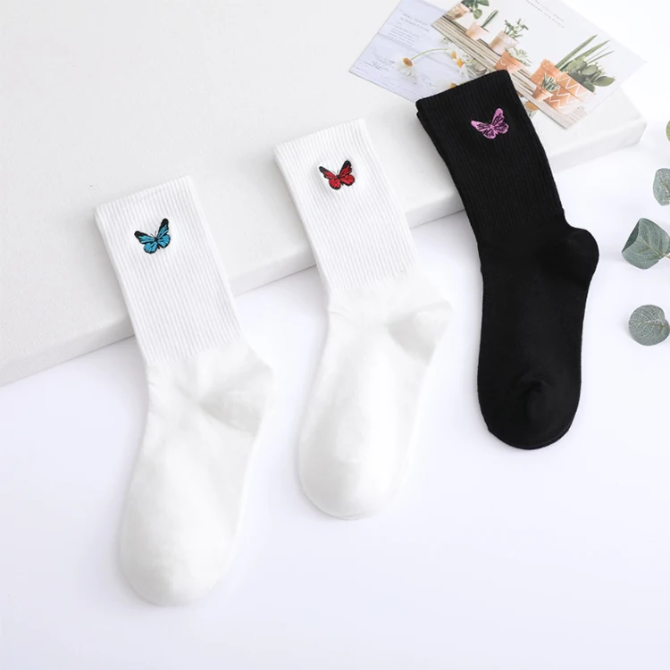 2021 New Jacquard Butterfly Casual Fashion Sock Ladies Women Harajuku Korean Socks