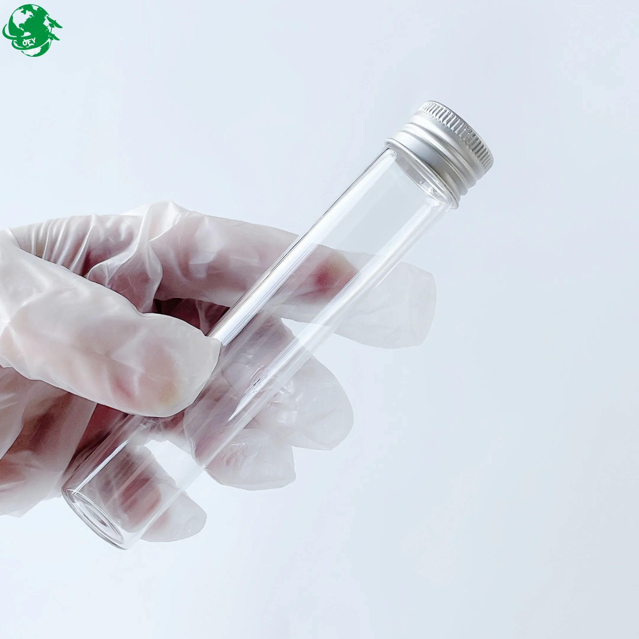 20 x 200 mm 20 x 180 mm Long large size Clear glass test tube with aluminum screw cap for packaging