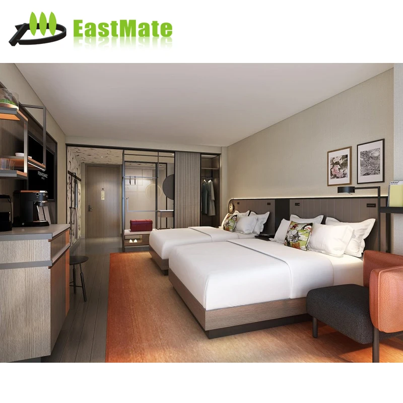 Wholesale Luxury Modern Hotel Bedroom Furniture Sets Wooden Bed Genuine Leather Solid Wood 5 Star Hotel Furniture Modern& Luxury