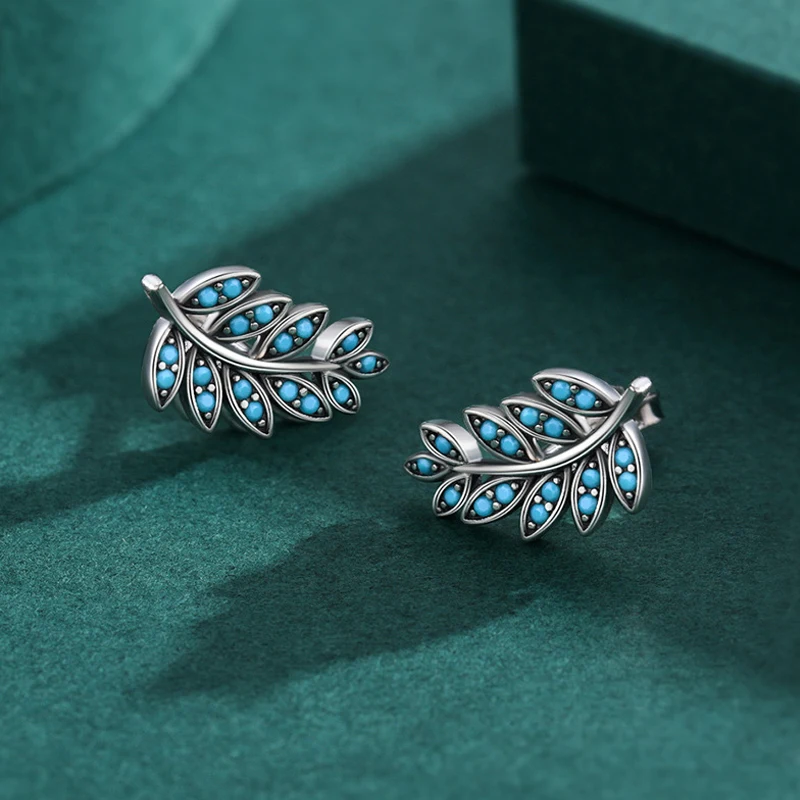 Simple personality original Japanese and Korean S925 sterling silver turquoise earrings for women