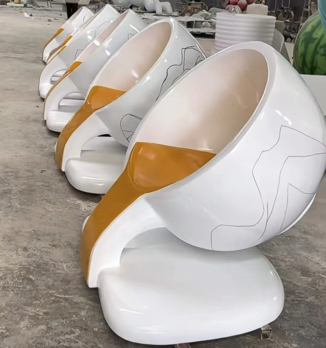 fiberglass decorative sculptures coffee cup sculpture electroplating fiberglass  ornaments for home decoration