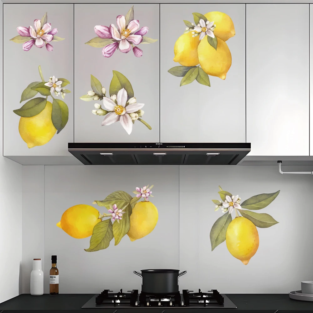 Self adhesive kitchen 3d lemon fruit home wall decoration sticker