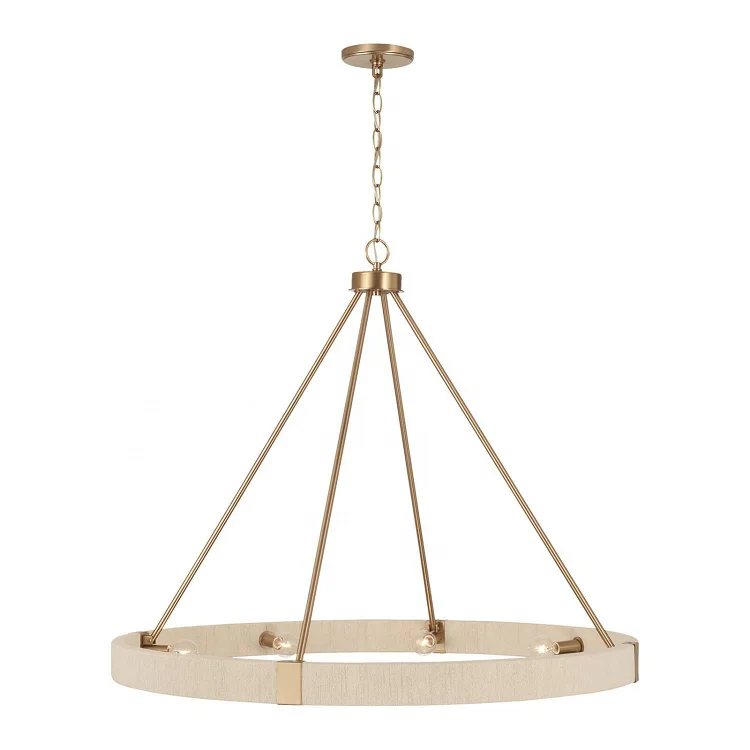 Lighting factory home wheel country style Chandelier italian high quality warm white hanging fabric lights for living room