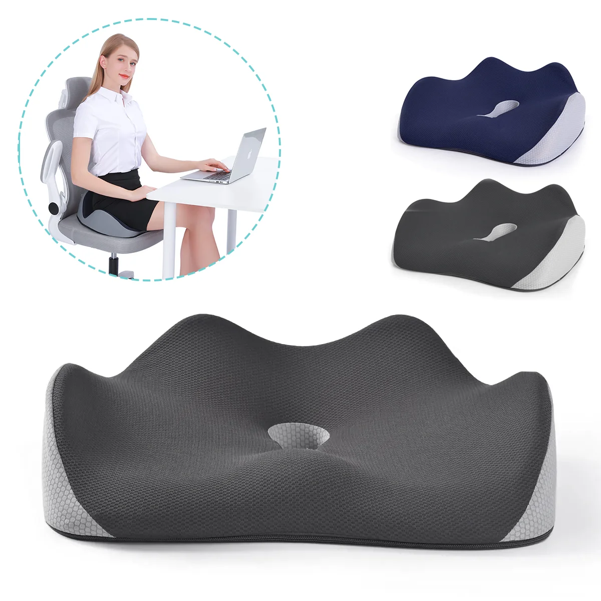 Bewalker Hot ergonomic orthopedic pain relief comfortable and breathable memory foam chairs pads seat cushion