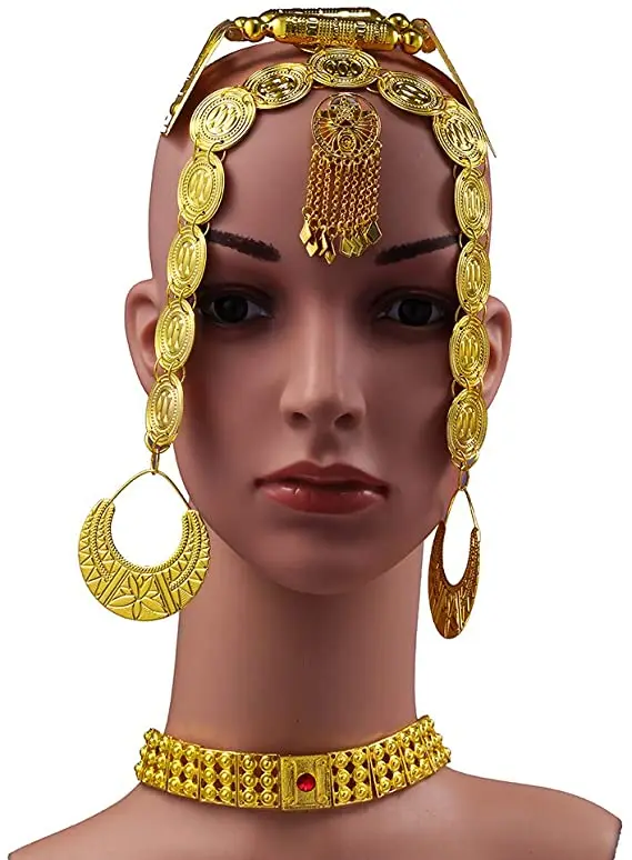 high quality  popular ethiopian gold color red stone women eritrean traditional wedding jewelry sets