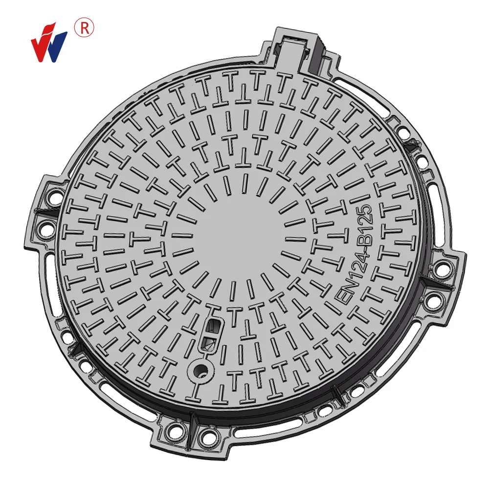 Foundry Sell EN124 C250 Sewage Cast Iron with1  hinge lock system anti theft  Valve box Manhole Cover
