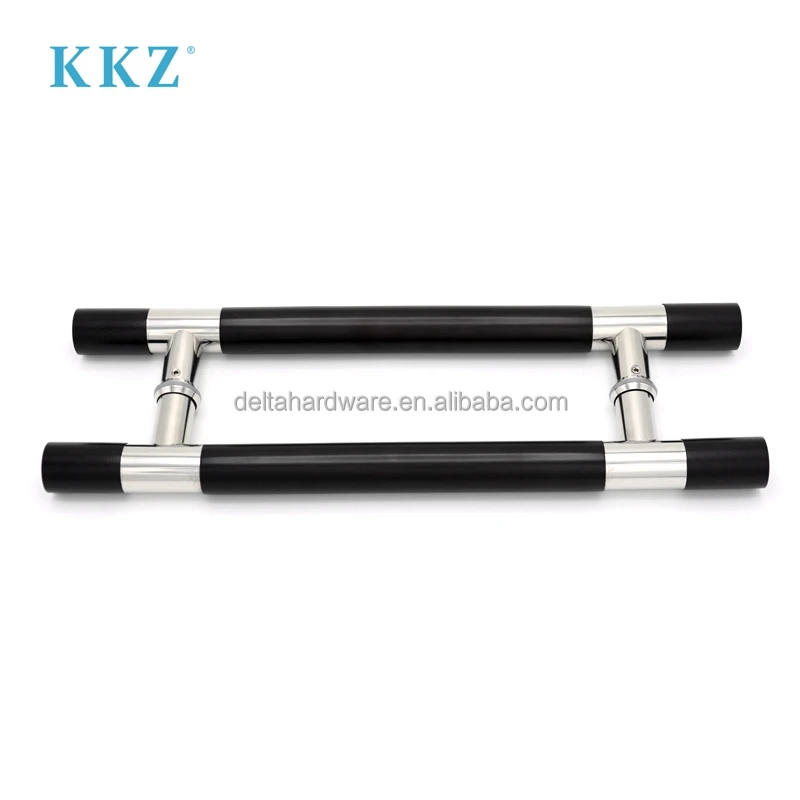 KKZ Modern Unique Design H Type matte black Main Door Handles Stainless Steel  Handles for Office Building