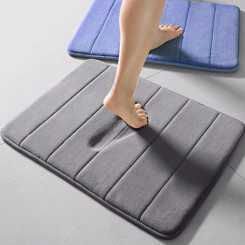  Home Bath Mat Coral Fleece Bathroom Carpet Water Absorption Non-slip Memory Foam Absorbent Washable Rug Toilet