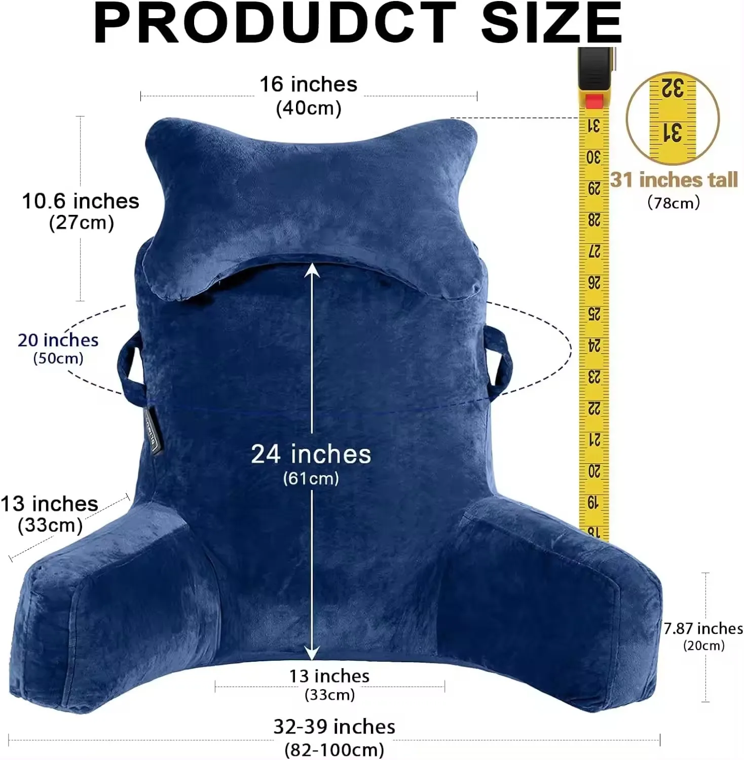 Customized Extra Large Reading & Bed Rest Pillow Detachable Neck Roll Couch-Backrest Pillow