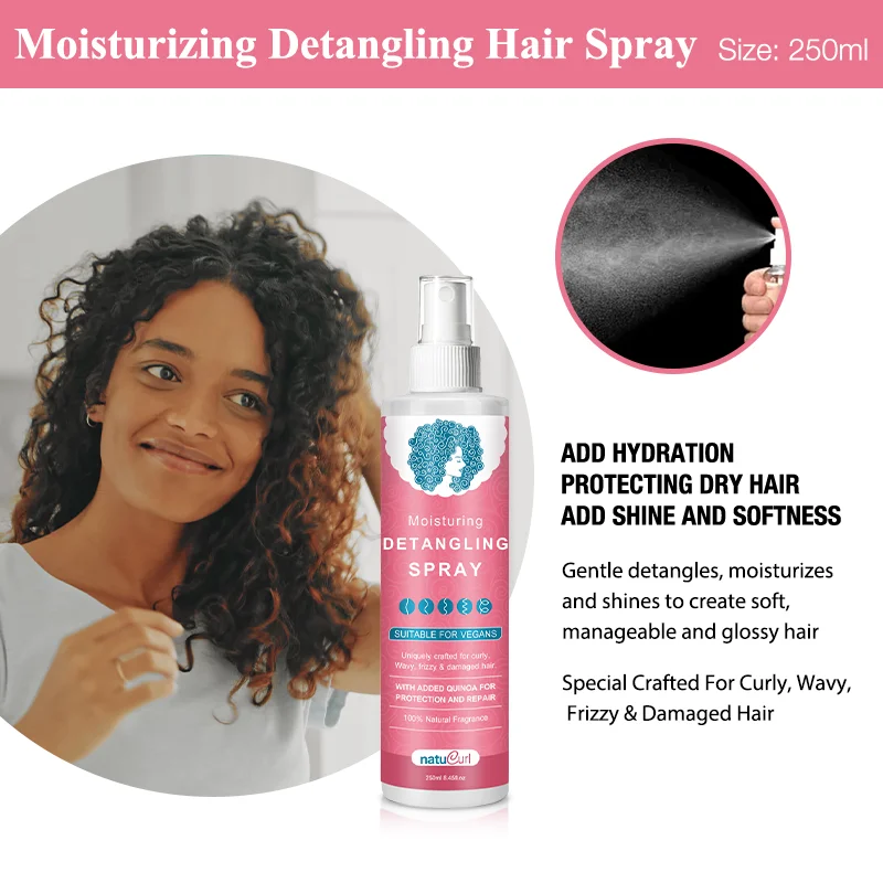Private Label Curly Hair Products Moisturizing Hydrating Detangling Spray Hair Curl Detangle Spray For All Curly Hair