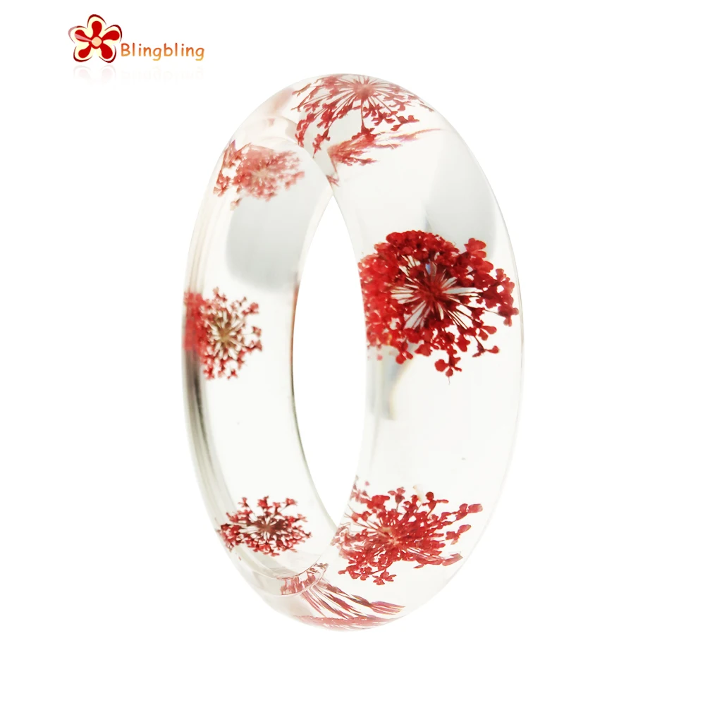 customized hand made resin acrylic queen annes lace flower bangle sets