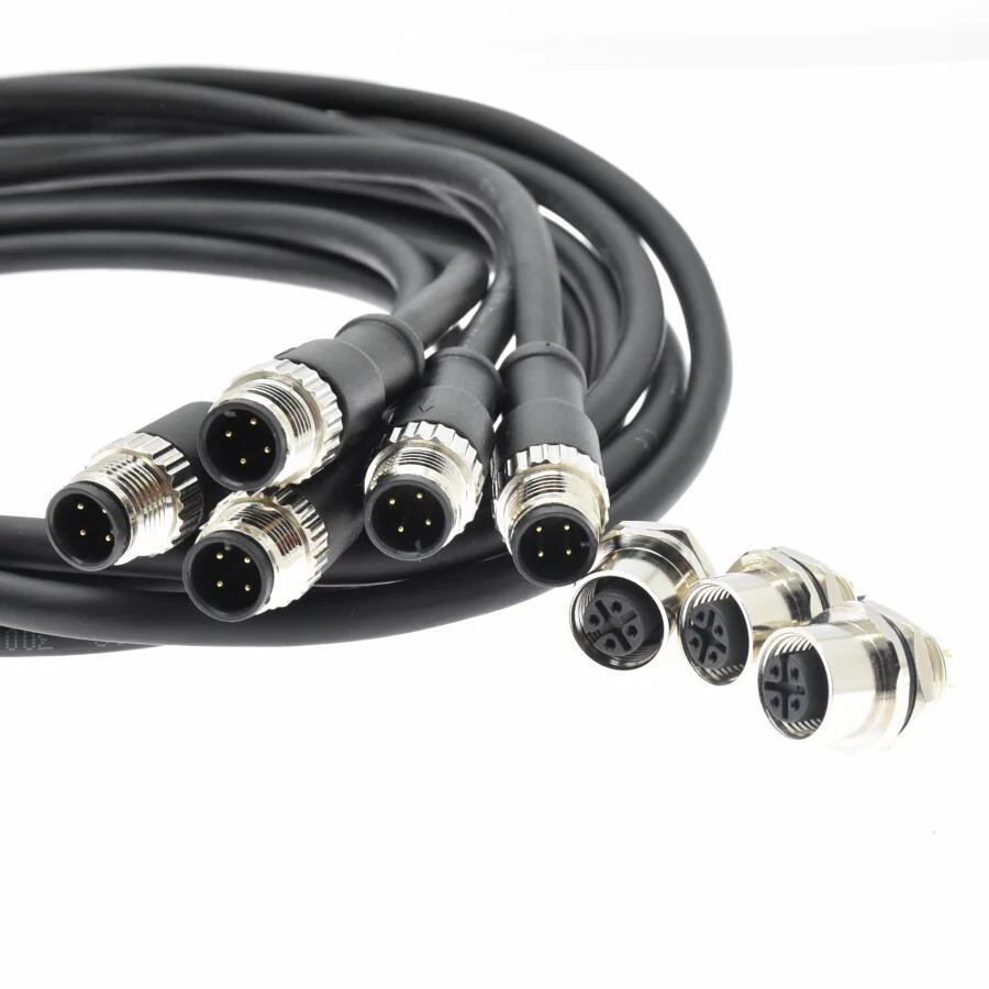 Free Samples Waterproof  M12 4 8Pin Connector Pcb Plug Cable M12 Connector 4 Pin 5 Pin 8 Pin M12 Connector With Wire