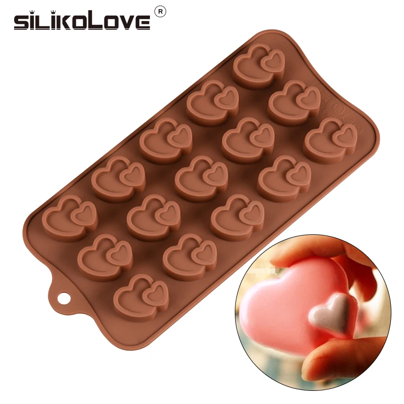 Chocolate Molds Cake Decoration15-hole Love Heart-Shaped Chocolate Mold Cake Ice Lattice Silicone Mold