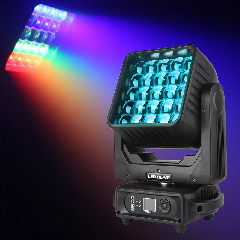 LED Moving Head Matrix 25 RGBW 4in1 Zoom Wash LED Moving Head DJ Light for  Night Club Stage