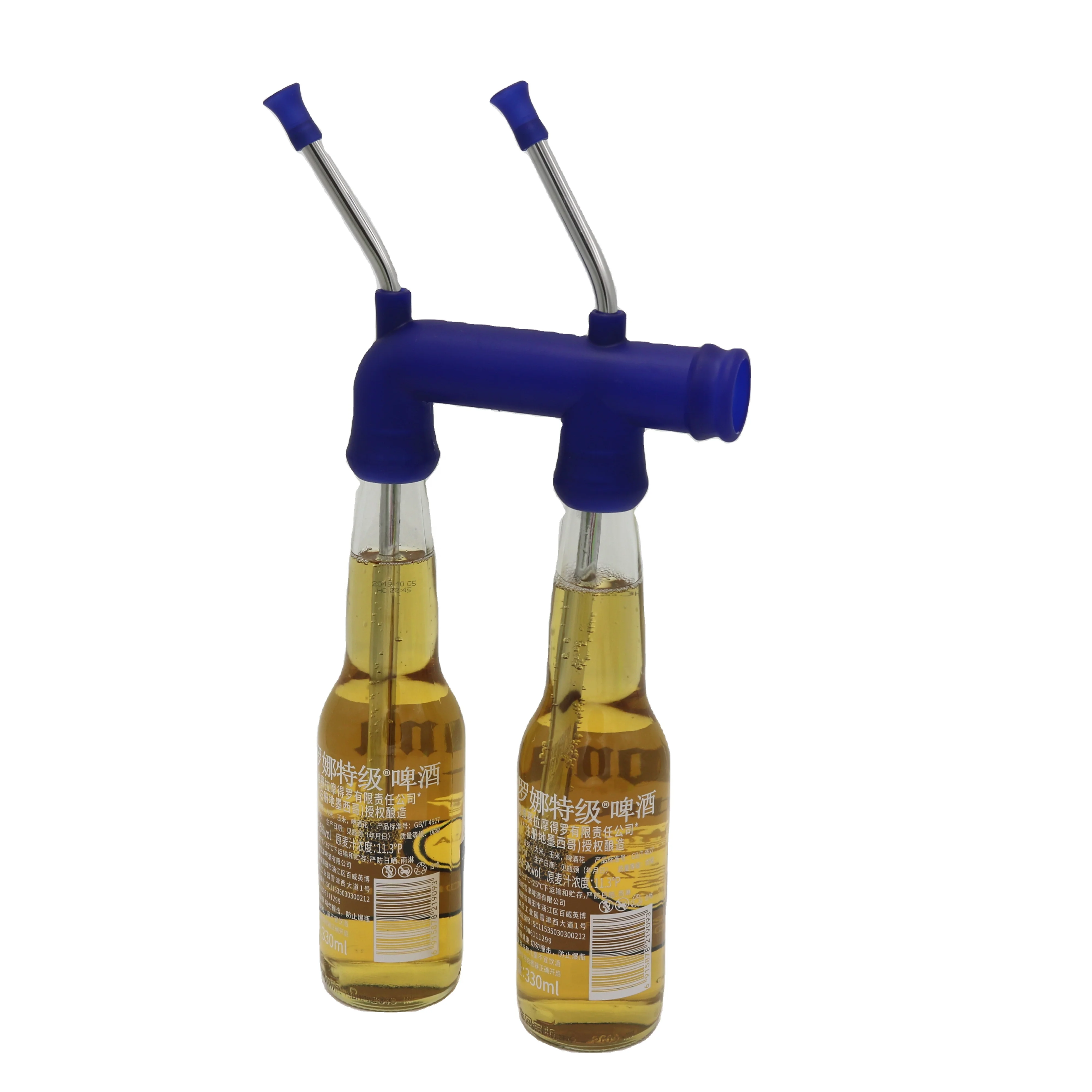 2021 wholesale price double bottle beer snorkel drinking tool for party