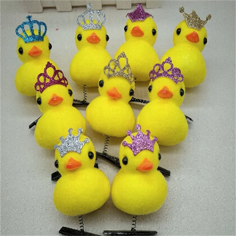2024 Cartoon Funny Children 3D Cute Yellow Duck Plush Hairpin Fashion Animal Duckbill Clip Accessories Head wear Wholesale Gift