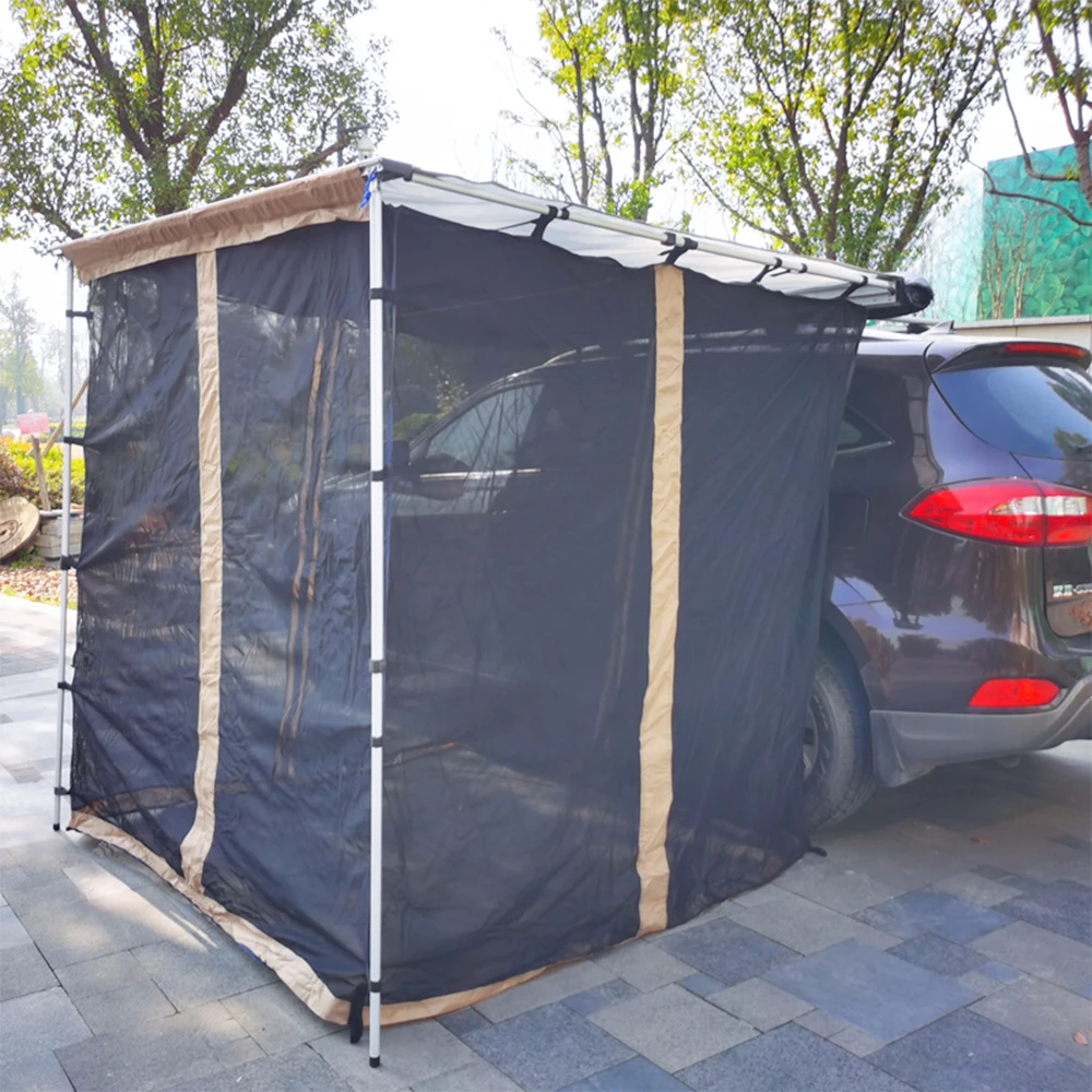 2.5m x 2.5m Awning Roof Top Tent Camper Trailer 4WD Awning 4X4 Camping Car Rack Pull Put With Mesh Room