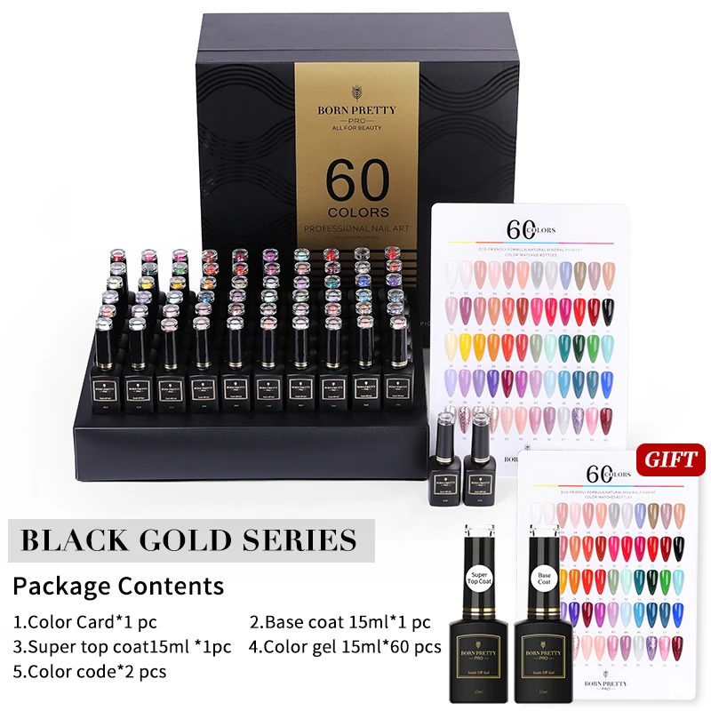  От BORN PRETTY-Pro 2021 60 цветов 15 мл гель-лаки для ногтей коллекция био-Гели Soak Off Гель-лак набор содержащий базовое топовое