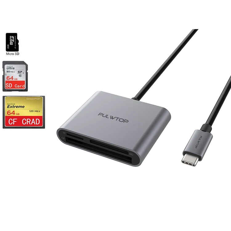 Pulwtop Горячая продажа Оптовая цена многофункциональный считыватель карт 3 в 1 usb-c для sd карт
