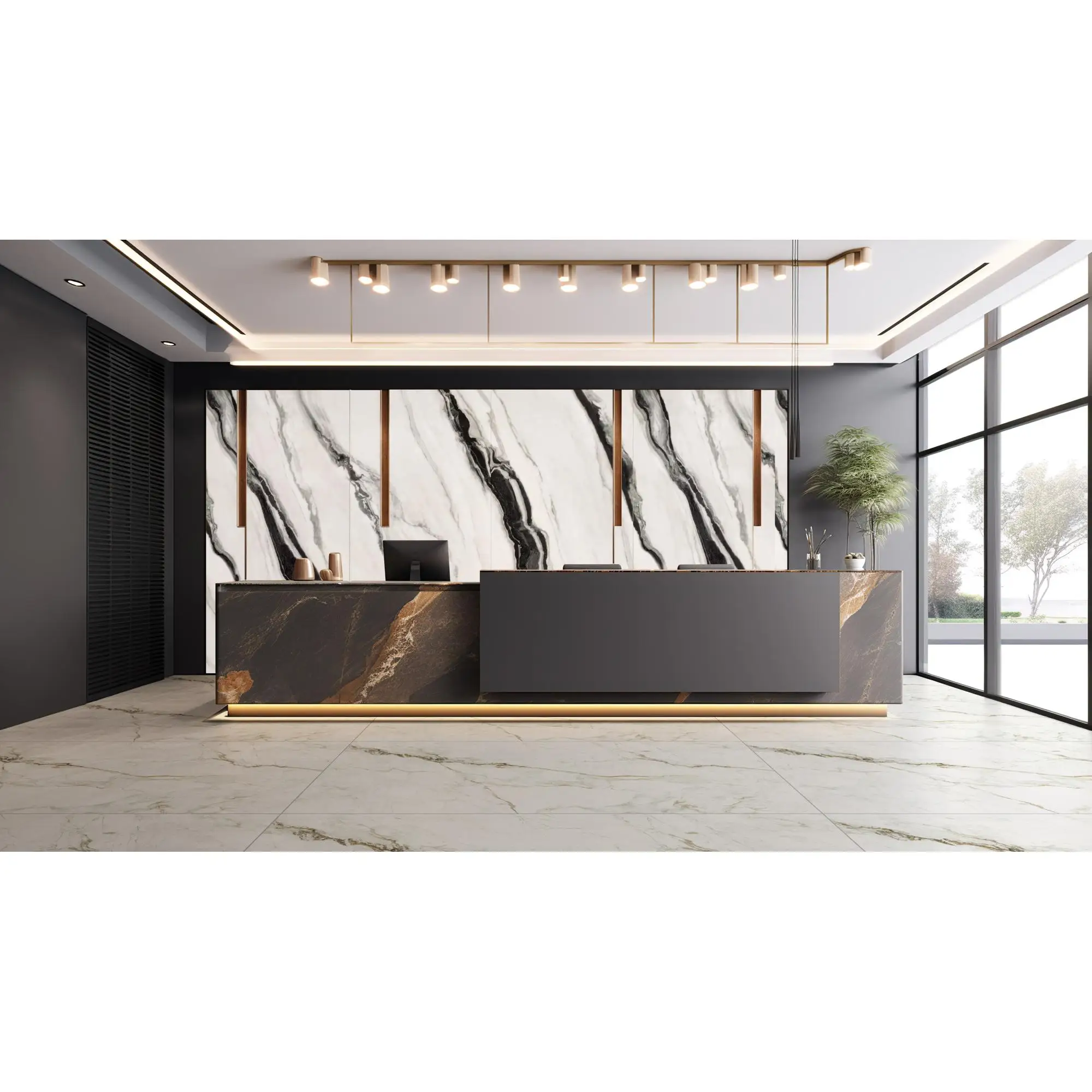 3200*1600MM High Glossy Sintered Stone Slab Porcelain Tile Popular Marble Look Hall Wall Dining Flooring Big Size Slab High