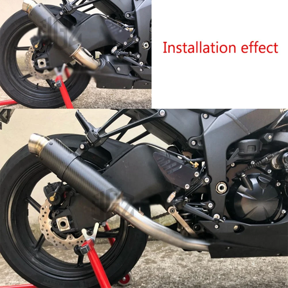 Motorcycle Exhaust Pipe Stainless Steel Middle Link Pipe Connector Escape Muffler For KAWASAKI ZX-10 2008 2009 2010 Accessories