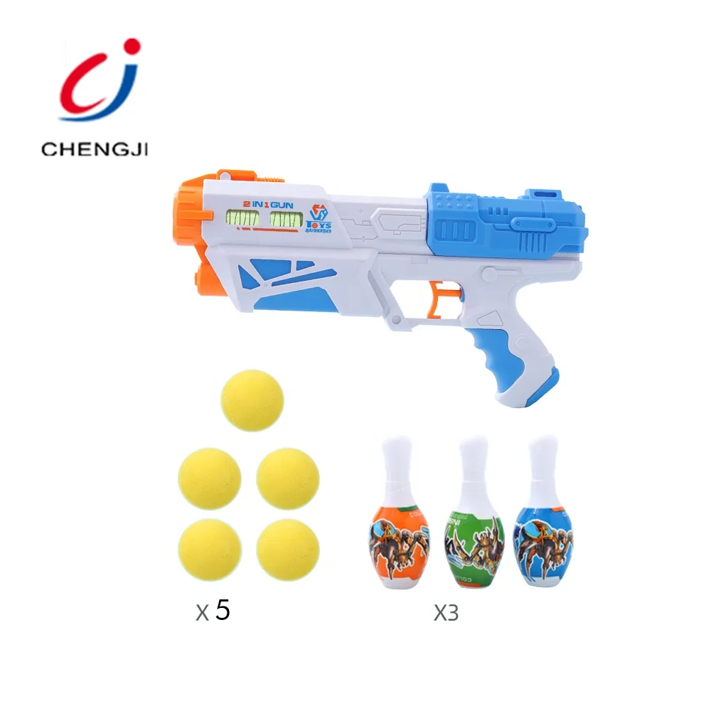 Wholesale 2 in1 eva bowling ball air soft bullet water gun shooting toy for kid
