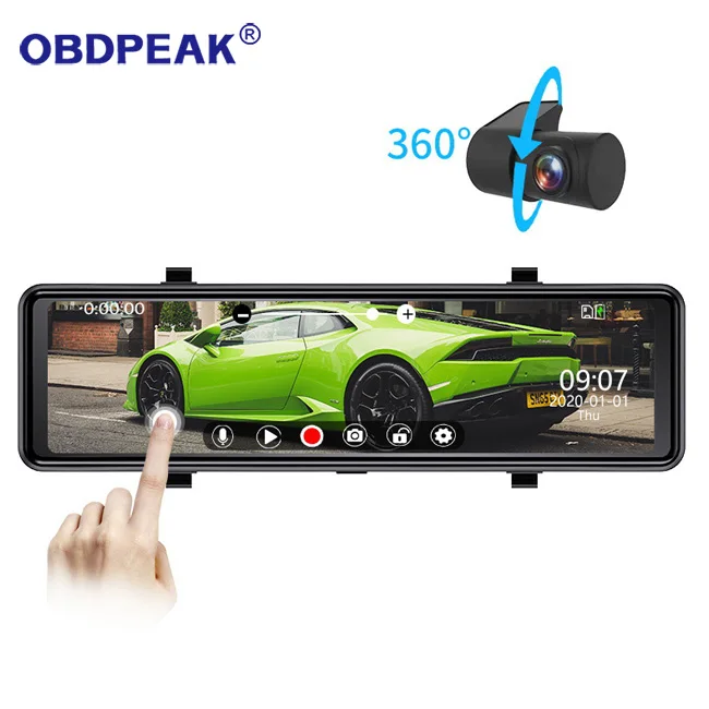 
Dual Lens HD 1080P Dash Cam Streaming media Rearview Mirror Car Camera Night Vision 24H Parking Surveillance Car Video Recorder 