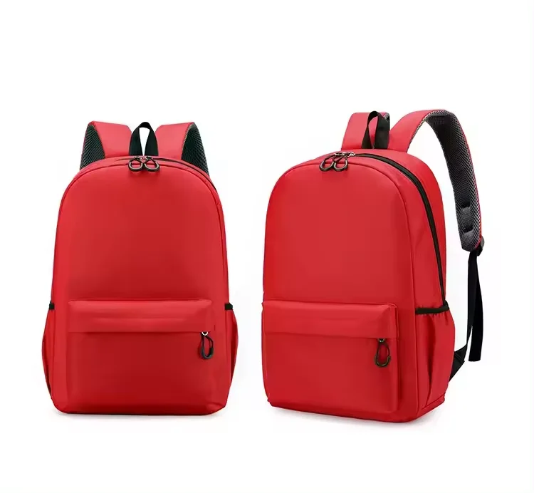 Large Red Color School Bag Backpack Water Resistant Casual Daypack for Travel with Double Side Pockets