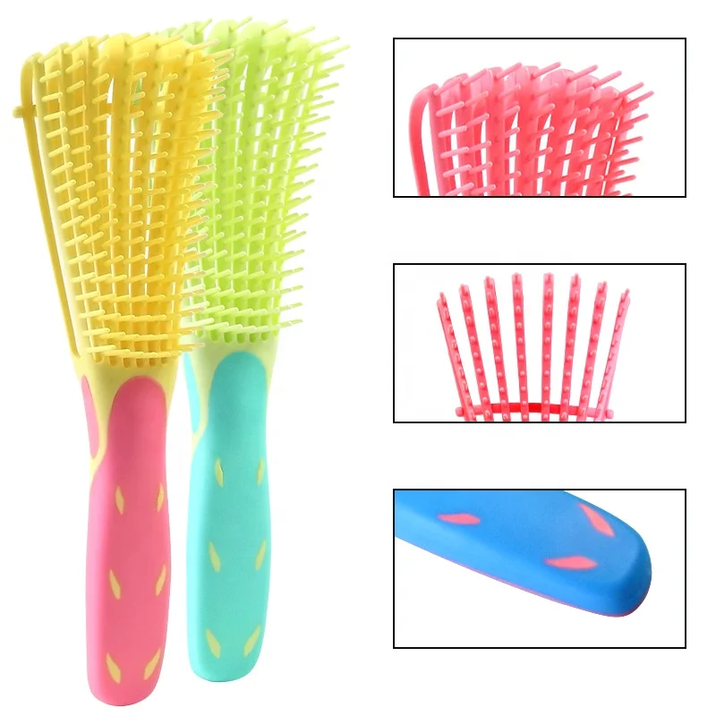 Custom Logo Professional Detangling Hair Brush Comb for Afro America 3a to 4c Kinky Wavy Curly Coily